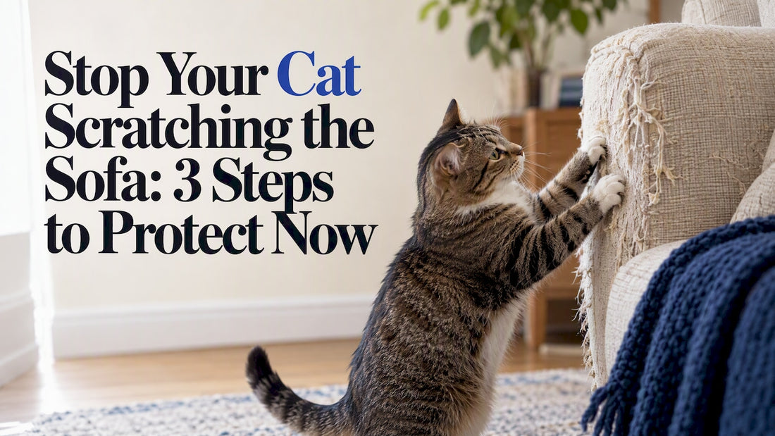 Cat scratching the arm of a sofa