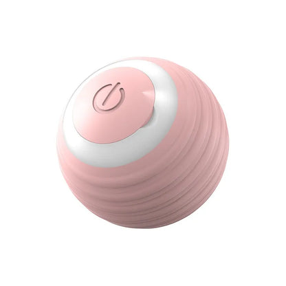 Pink ribbed ball with a white circular top panel, shown against a plain light background.