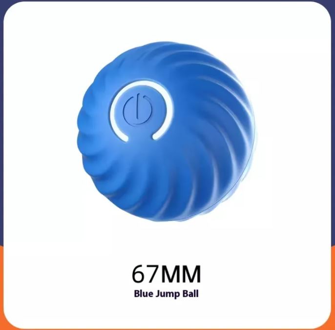 Blue ribbed ball on a white card with a 67 mm size label.