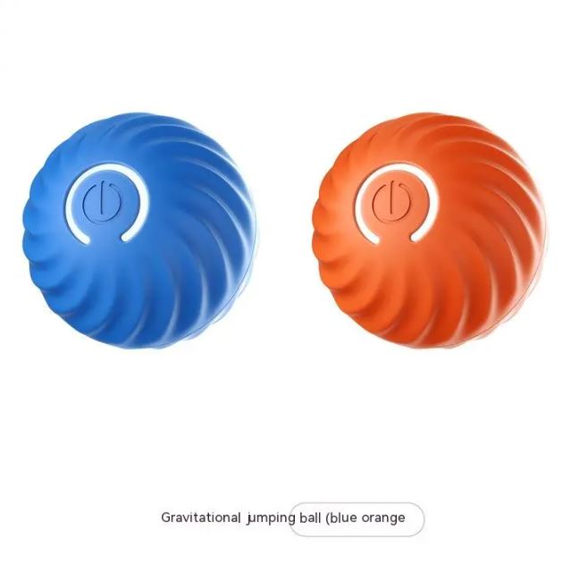 Blue and orange ribbed balls shown side by side.