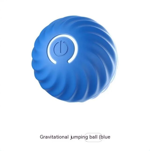 Blue ribbed ball on a white background with a small caption below.