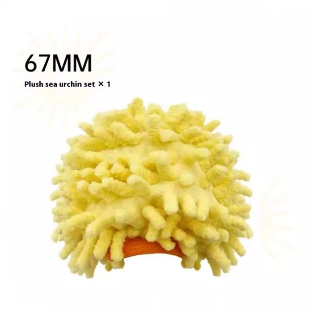 Yellow spiky sleeve shown alone on white, labeled 67 mm.