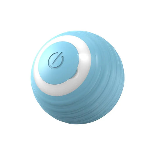 Blue ribbed ball with a white circular top panel, shown against a plain light background.